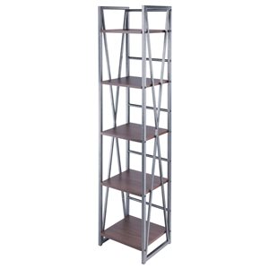 Winsome Wood Isa 5-Tier Shelf - Graphite and Walnut