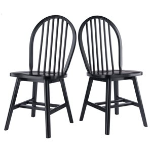 Ensemble de 2 chaises Windsor transitionel par Winsome Wood, noir