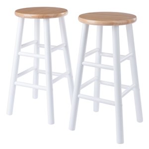 Winsome Wood Huxton Natural / White Counter Height (22-in To 26-in) Bar Stool - Set of 2