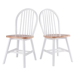 Ensemble de 2 chaises Windsor transitionel par Winsome Wood, bois naturel/blanc