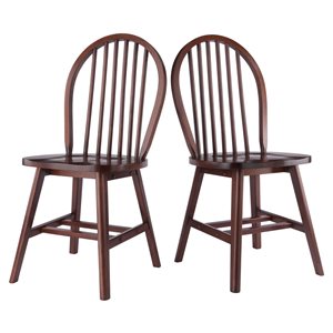 Winsome Wood Set of 2 Windsor Transitional Side Chair - Walnut