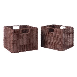 Winsome Wood Tessa 2-Pc Foldable Woven Rope Basket Set - Walnut
