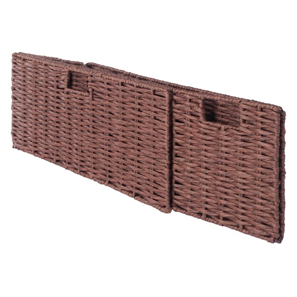 Winsome Wood Tessa 3-Pc Foldable Woven Rope Basket Set - Walnut