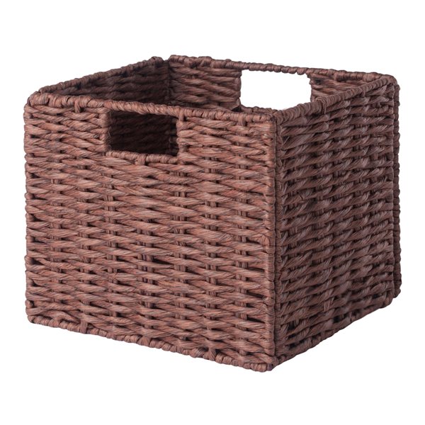 Winsome Wood Tessa 3-Pc Foldable Woven Rope Basket Set - Walnut