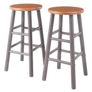 Winsome Wood Huxton Grey / Teak Counter Height (22-in To 26-in) Bar Stool - Set of 2