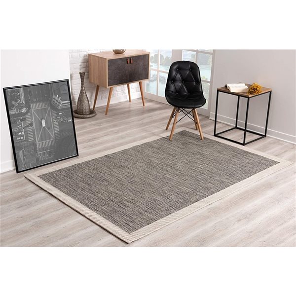 Rug Branch Plain Geometric  Grey Beige Indoor/ Outdoor Runner Rug - 3x13