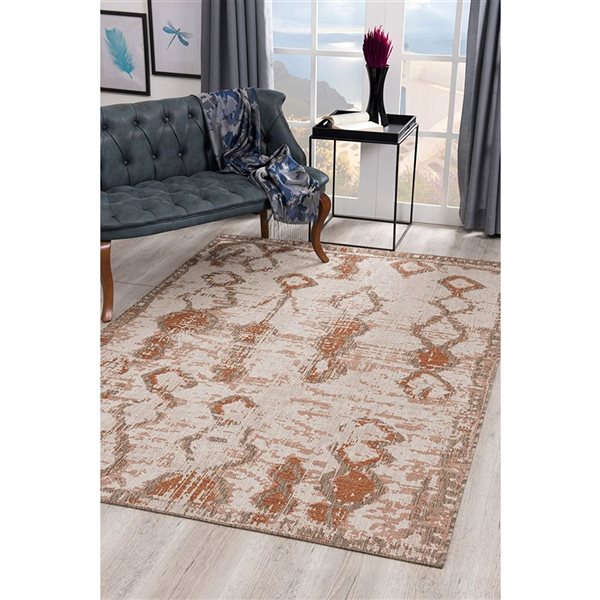 Rug Branch Modern Boho  Rust Beige Indoor/ Outdoor Area Rug - 5x7