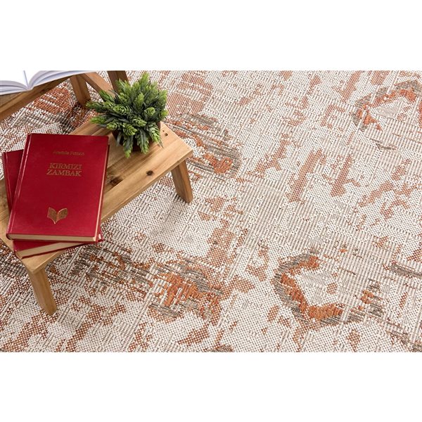 Rug Branch Modern Boho  Rust Beige Indoor/ Outdoor Area Rug - 5x7