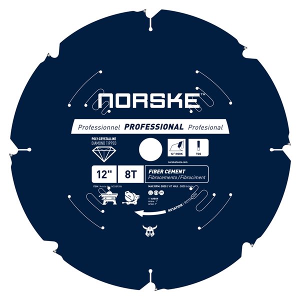 Norske 12-in 8-Tooth Dry Cut Only PCD Polycrystalline Diamond-Tipped Circular Saw Blade