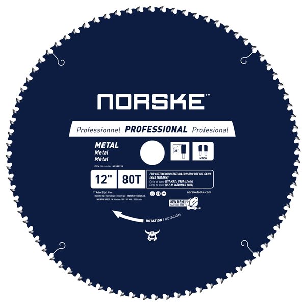 Norske 12-in 80-Tooth Dry Cut Only Tungsten Carbide-Tipped Steel Circular Saw Blade