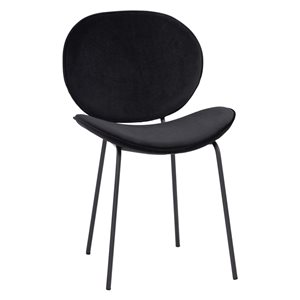GFURN Ormer Contemporary Black Velvet Upholstered Side Chair with Metal Frame