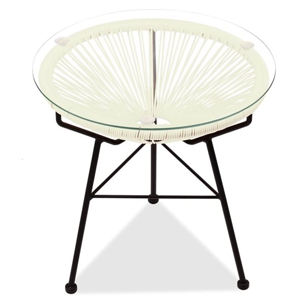 GFURN Acapulco 18-in White Round Wicker Indoor/Outdoor Side Table