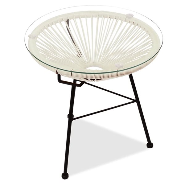 GFURN Acapulco 18-in White Round Wicker Indoor/Outdoor Side Table