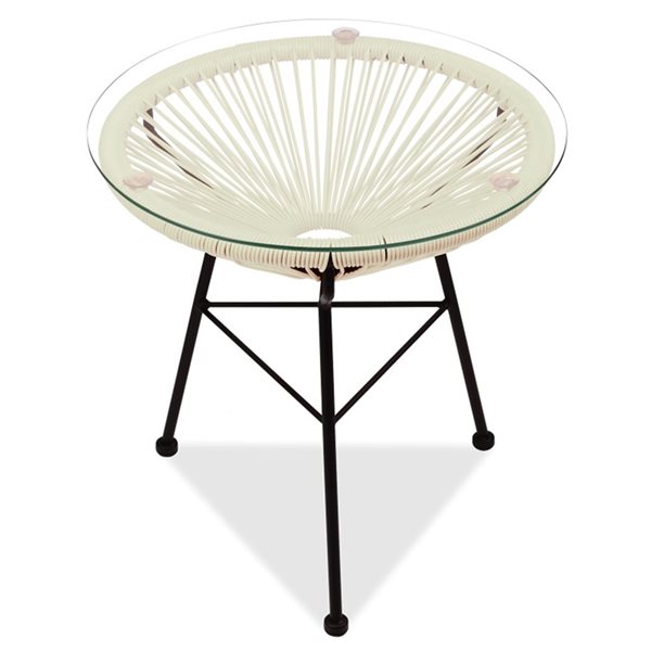 GFURN Acapulco 18-in White Round Wicker Indoor/Outdoor Side Table