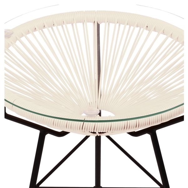GFURN Acapulco 18-in White Round Wicker Indoor/Outdoor Side Table