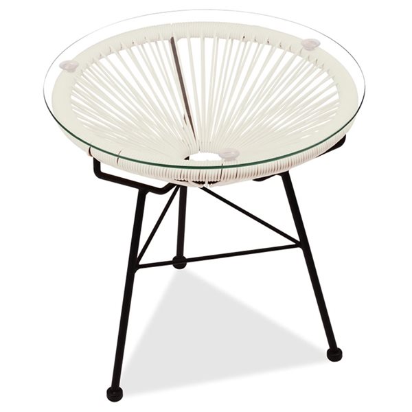 GFURN Acapulco 18-in White Round Wicker Indoor/Outdoor Side Table