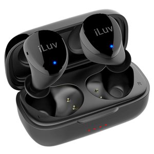Écouteurs boutons Bubble Gum Air par iLuv sans fil noirs avec Blutooth 5.0
