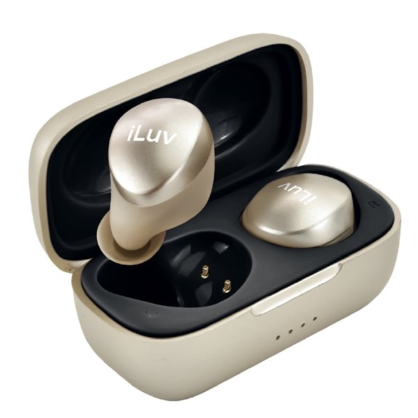 Écouteurs boutons Bubble Gum Air par iLuv sans fil dorés avec Blutooth 5.0