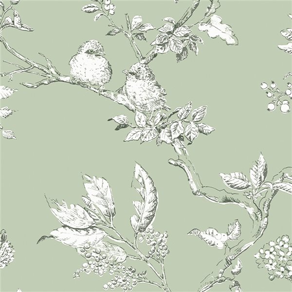 Laura Ashley Country Charm 56-sq. ft. Elderwood Sage Non-Woven Floral Unpasted Paste the Wall Wallpaper