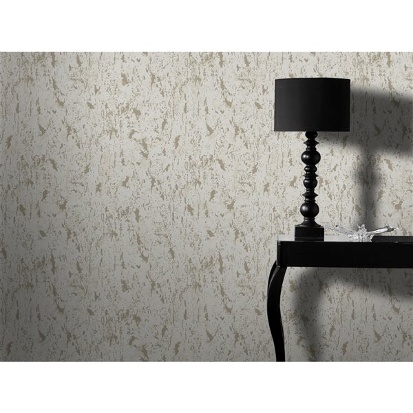 Superfresco Milan 56-sq. ft. Taupe and Gold Vinyl Textured Abstract Unpasted Paste the Paper Wallpaper