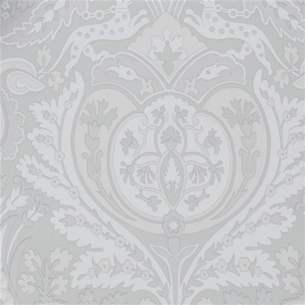 Laura Ashley Timeless Elegance 56-sq. ft. Slate Grey Non-Woven Heraldic Damask Unpasted Paste the Wall Wallpaper