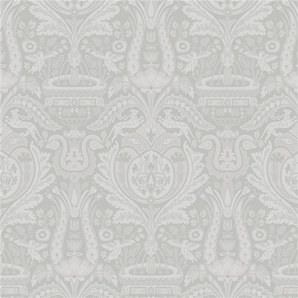 Laura Ashley Timeless Elegance 56-sq. ft. Slate Grey Non-Woven Heraldic Damask Unpasted Paste the Wall Wallpaper