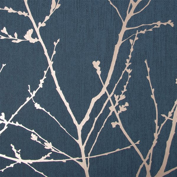 Superfresco Easy Prestige 56-sq. ft. Innocence Navy and Copper Vinyl Textured Ivy/Vines Unpasted Paste the Wall Wallpaper