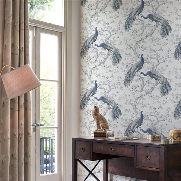 Laura Ashley Timeless Elegance 56-sq. ft. Belvedere Midnight Non-Woven Birds Unpasted Paste the Wall Wallpaper