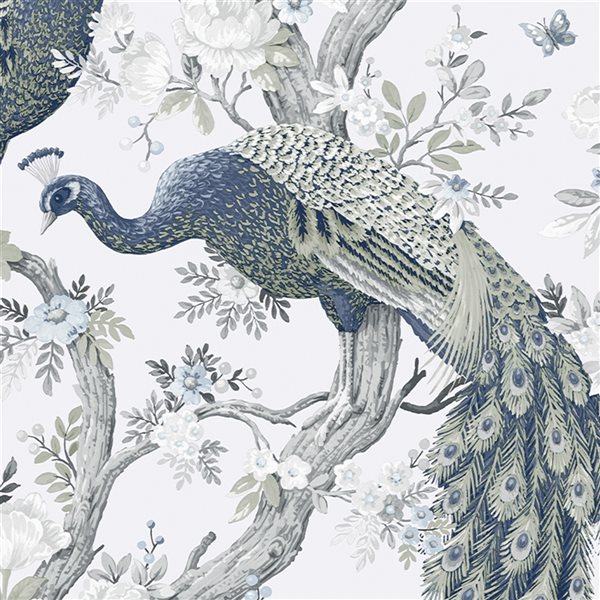 Laura Ashley Timeless Elegance 56-sq. ft. Belvedere Midnight Non-Woven Birds Unpasted Paste the Wall Wallpaper