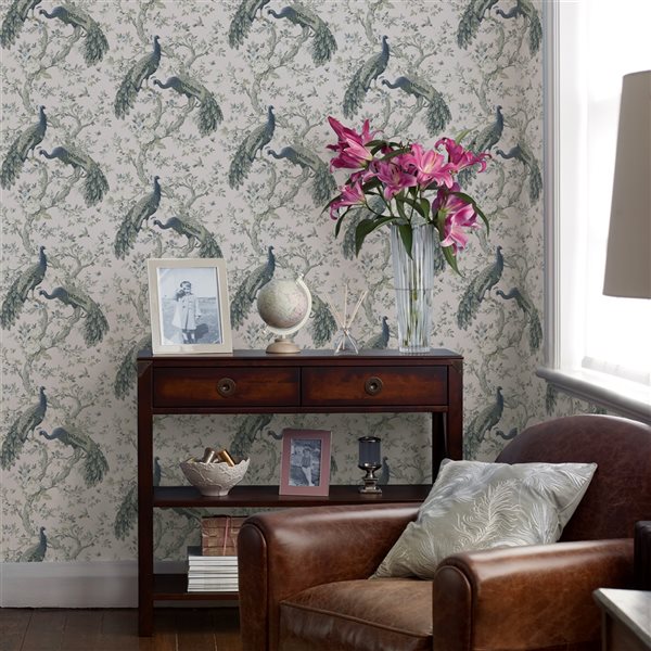 Laura Ashley Timeless Elegance 56-sq. ft. Belvedere Midnight Non-Woven Birds Unpasted Paste the Wall Wallpaper