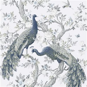 Laura Ashley Timeless Elegance 56-sq. ft. Belvedere Midnight Non-Woven Birds Unpasted Paste the Wall Wallpaper