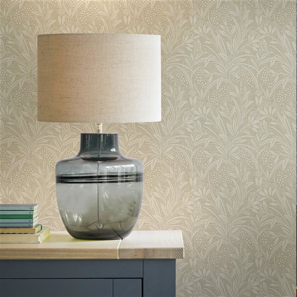 Laura Ashley Country Charm 56-sq. ft. Barley Natural Non-Woven Floral Unpasted Paste the Wall Wallpaper