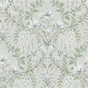 Laura Ashley Timeless Elegance 56-sq. ft. Parterre Sage Non-Woven Floral Unpasted Paste the Wall Wallpaper