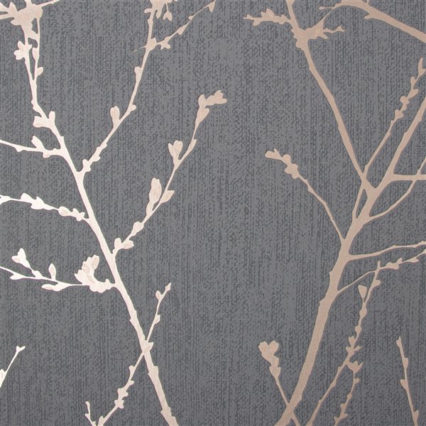 Superfresco Easy Prestige 56-sq. ft. Innocence Charcoal Grey and Copper Vinyl Textured Unpasted Paste the Wall Wallpaper