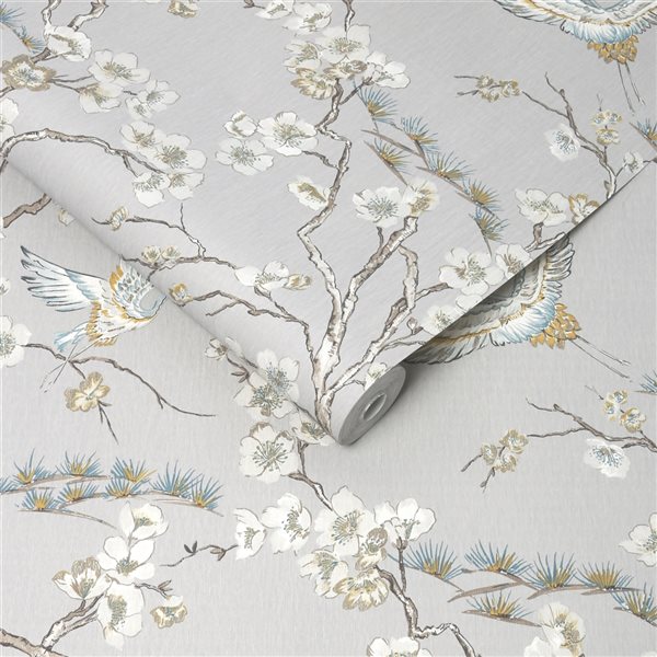 Superfresco Easy Kabuki 56-sq. ft. Japan Blue Vinyl Textured Floral Unpasted Paste the Wall Wallpaper