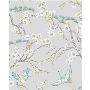 Superfresco Easy Kabuki 56-sq. ft. Japan Blue Vinyl Textured Floral Unpasted Paste the Wall Wallpaper