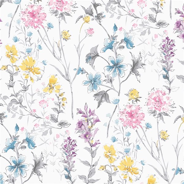 Laura Ashley Country Charm 56-sq. ft. Wild Meadow Multicolour Non-Woven Floral Unpasted Paste the Wall Wallpaper