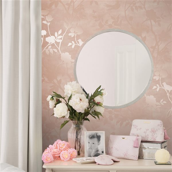 Laura Ashley Romantic Opulence 56-sq. ft. Eglantine Silhouette Blush Non-Woven Floral Unpasted Paste the Wall Wallpaper