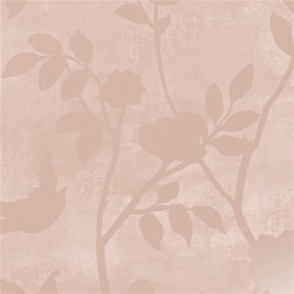 Laura Ashley Romantic Opulence 56-sq. ft. Eglantine Silhouette Blush Non-Woven Floral Unpasted Paste the Wall Wallpaper