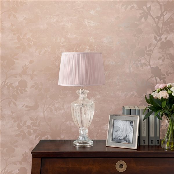 Laura Ashley Romantic Opulence 56-sq. ft. Eglantine Silhouette Blush Non-Woven Floral Unpasted Paste the Wall Wallpaper