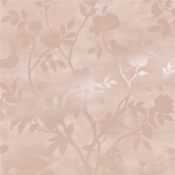 Laura Ashley Romantic Opulence 56-sq. ft. Eglantine Silhouette Blush Non-Woven Floral Unpasted Paste the Wall Wallpaper