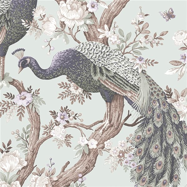 Laura Ashley Timeless Elegance 56-sq. ft. Belvedere Duck Egg Non-Woven Animals Unpasted Paste the Wall Wallpaper