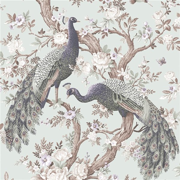 Laura Ashley Timeless Elegance 56-sq. ft. Belvedere Duck Egg Non-Woven Animals Unpasted Paste the Wall Wallpaper