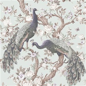 Laura Ashley Timeless Elegance 56-sq. ft. Belvedere Duck Egg Non-Woven Animals Unpasted Paste the Wall Wallpaper