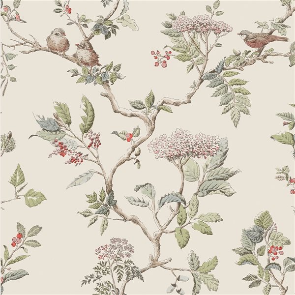 Laura Ashley Country Charm 56-sq. ft. Elderwood Natural Non-Woven Floral Unpasted Paste the Wall Wallpaper