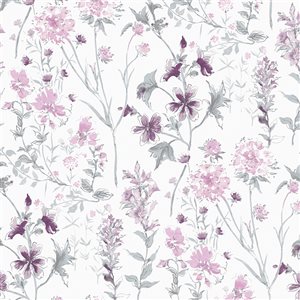 Laura Ashley Country Charm 56-sq. ft. Wild Meadow Pale Iris Non-Woven Floral Unpasted Paste the Wall Wallpaper