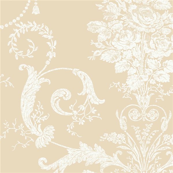 Laura Ashley Romantic Opulence 56-sq. ft. Josette Linen Non-Woven Damask Unpasted Paste the Wall Wallpaper