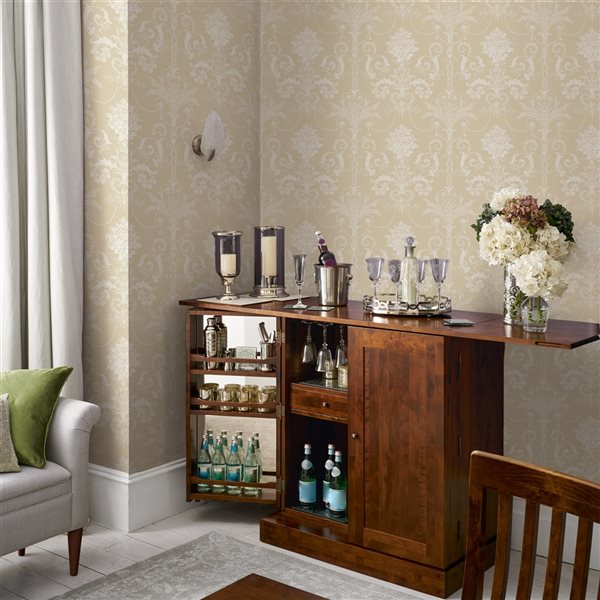 Laura Ashley Romantic Opulence 56-sq. ft. Josette Linen Non-Woven Damask Unpasted Paste the Wall Wallpaper