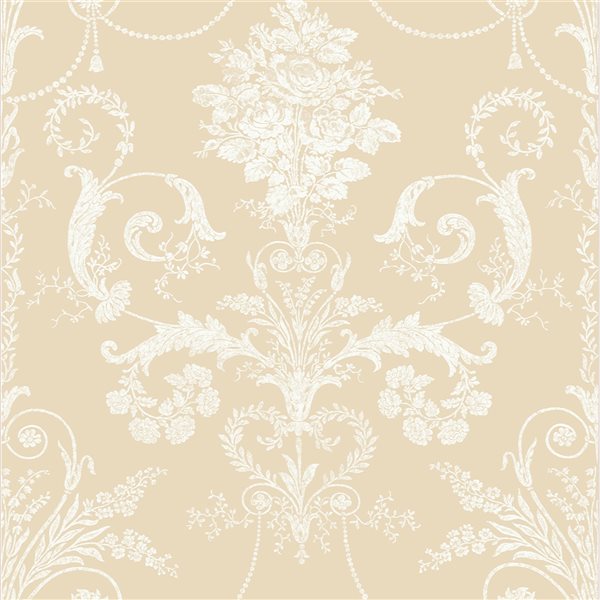 Laura Ashley Romantic Opulence 56-sq. ft. Josette Linen Non-Woven Damask Unpasted Paste the Wall Wallpaper