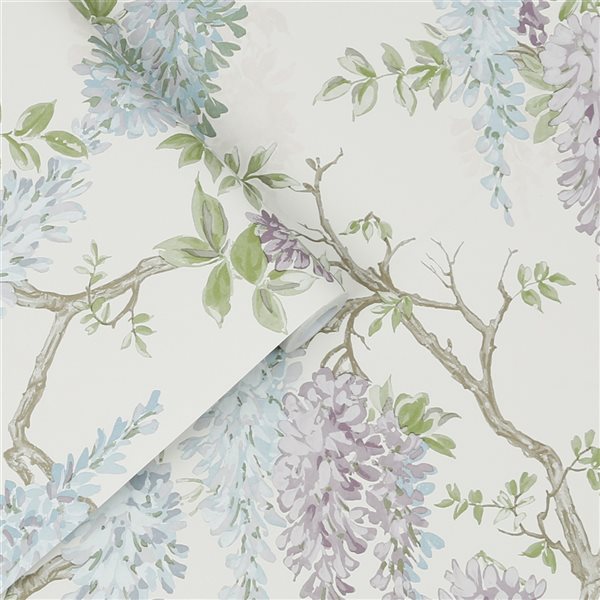 Laura Ashley Country Charm 56-sq. ft. Wisteria Garden Pale Iris Non-Woven Floral Unpasted Paste the Wall Wallpaper